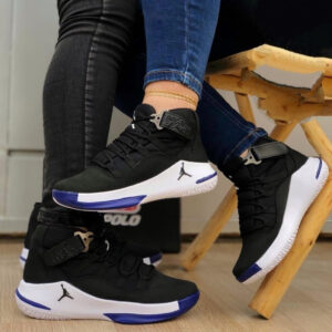 Tenis Botin Jordan Full Negro Azul Unisex