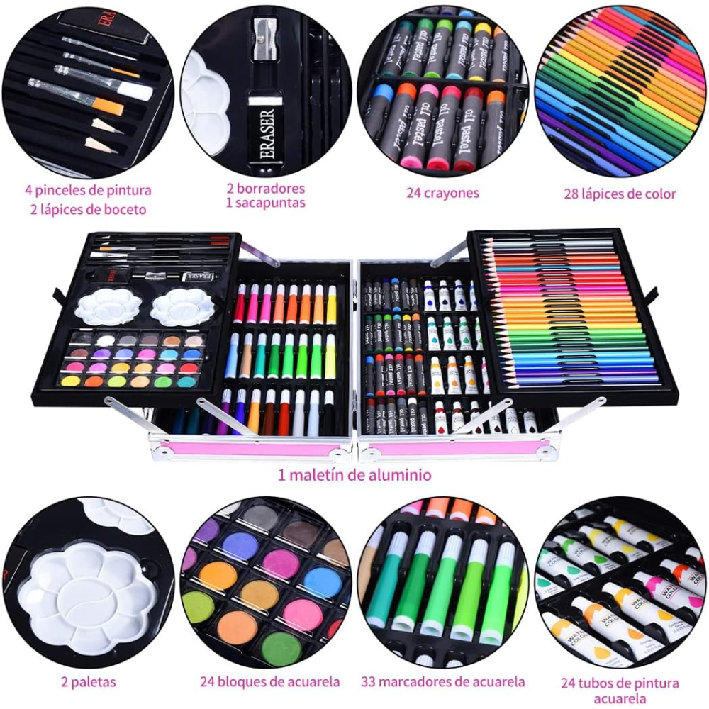 Set de arte 145 pcs niños maletin metal - Image 5
